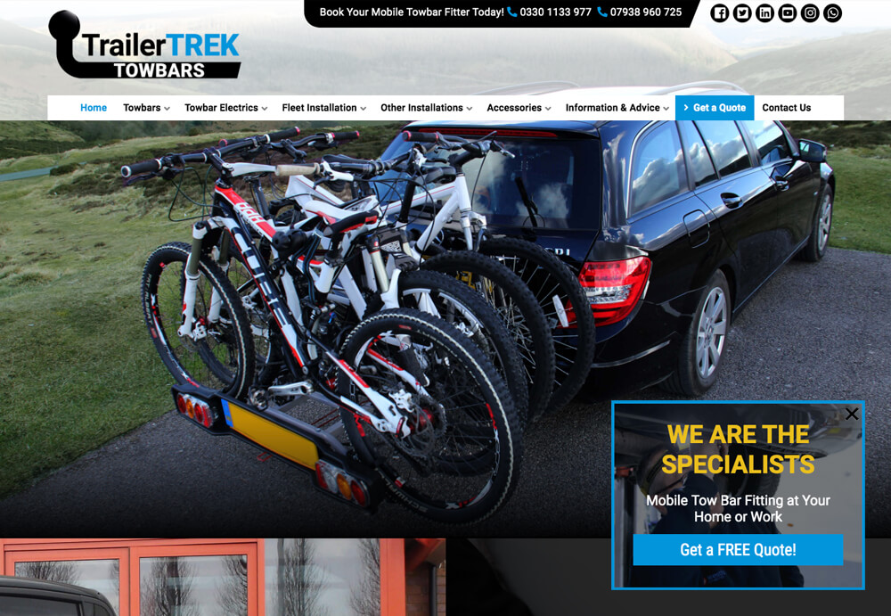 Screenshot of TrailerTREK Website home page